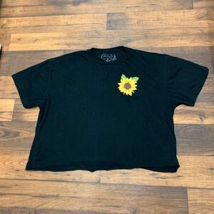 Obsessive Love Sunflowers You Are My Sunshine Black Crop Top Women’s Size 3X